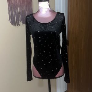 star black velvet onesie